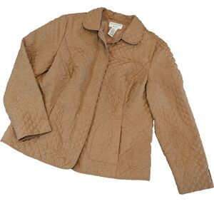 Women's Size L Jacket Quilted Barn Jacket Chore Coat Casual Tan Lightweight